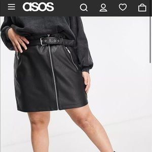 ASOS plus size leather skirt with belt size 16